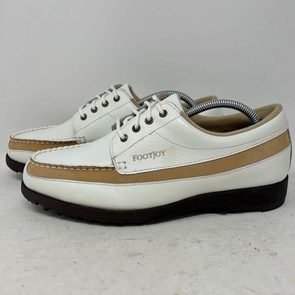 FootJoy SoftJoys Spikeless Golf Shoes Womens 7.5W White Tan